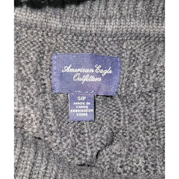 American Eagle Womens SM Sweater Gray Cable Knit Cowl Neck Fisherman - Picture 4 of 5